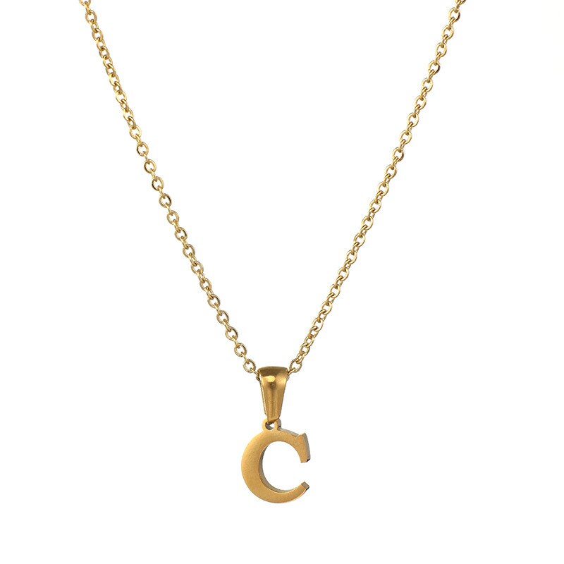 Gold color / 1 Piece Simple Series Simple Letter C Stainless Steel 18K Gold Plated Women's Pendant Necklaces Picture3